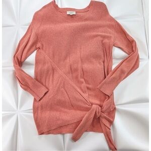 LOFT Womens Sz S Orange Tie Front Tunic Sweater  Pullover